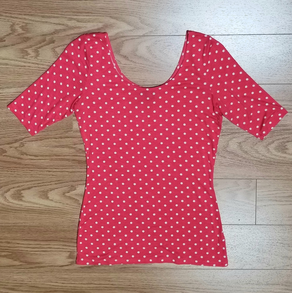 Rue21 Pink & White Polka Dot Print Top